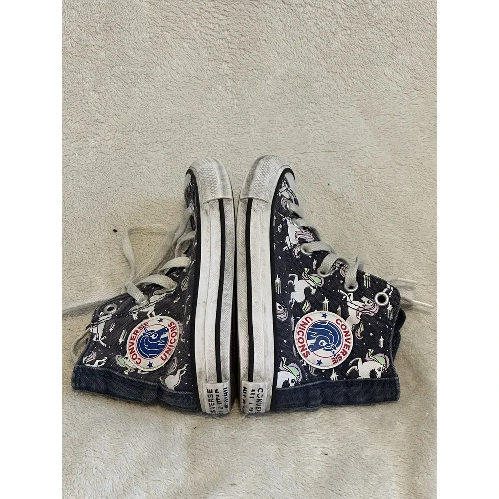 Converse All Star Girl's Navy Blue Unicorn Space Hightop Sneakers Size 12